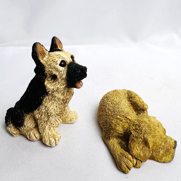 Set of Two Adorable Resin Dog Figurines Sitting and Sleeping Puppies - Picture 12 of 12